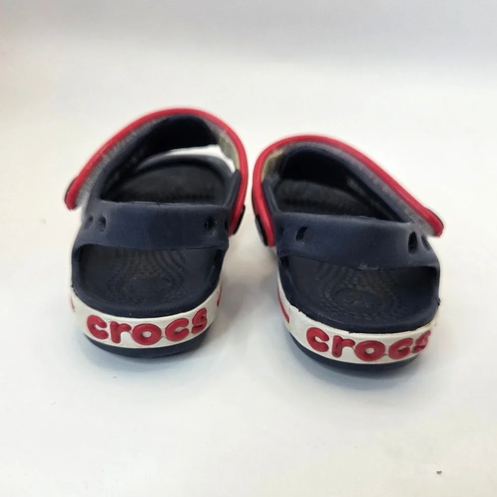 Crocs Crocband II Toddler Sandals Navy Blue Red White Size C6 Water Shoes Sporty